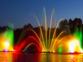 The city of Vinnytsia is a waterfront near the Roshen plant, in the evenings the fountain shows a laser show for