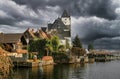 City of Vitznau on beautiful Lake Lucerne before the storm.