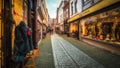 Vlissingen, Zeeland, Holland/Netherlands - November 2017: Decorated shops and Dutch houses and trees during Christmas