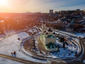 City of Voronezh, aerial view. Admiralty square, Assumption Church