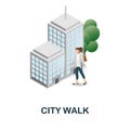City Walk icon. 3d illustration from outdoor recreation collection. Creative City Walk 3d icon for web design, templates