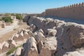 City wall of Ancient city of Itchan Kala in Khiva, Uzbekistan. Itchan Kala is Unesco World Heritage Site Royalty Free Stock Photo