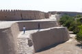 City wall of Ancient city of Itchan Kala in Khiva, Uzbekistan. Itchan Kala is Unesco World Heritage Site. Royalty Free Stock Photo