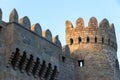 City Wall from medieval age. Fortress wall in the old city of Baku. Ancient buildings in Azerbaijan. Royalty Free Stock Photo