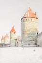 City wall in Tallinn, winter view Royalty Free Stock Photo