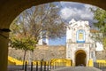 City walls with small church above gate to Elvas, Alentejo, Portugal Royalty Free Stock Photo