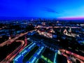 City of Warsaw by night in Poland, Castle Square in the Old Town, picturesque urban landscape of the capital city. Travel Royalty Free Stock Photo