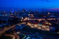 City of Warsaw by night in Poland, Castle Square in the Old Town, picturesque urban landscape of the capital city. Travel Royalty Free Stock Photo
