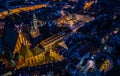 City of Warsaw by night in Poland, Castle Square in the Old Town, picturesque urban landscape of the capital city. Travel Royalty Free Stock Photo