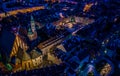 City of Warsaw by night in Poland, Castle Square in the Old Town, picturesque urban landscape of the capital city. Travel Royalty Free Stock Photo
