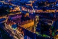 City of Warsaw by night in Poland, Castle Square in the Old Town, picturesque urban landscape of the capital city. Travel Royalty Free Stock Photo