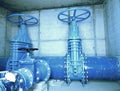 City water service. 500mm water pipeline with valve. Royalty Free Stock Photo