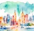 city watercolor urban background