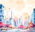 city watercolor urban background