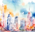 city watercolor urban background