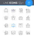 City wayfinding- modern line design style icon set