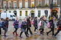 Happy school boys and girls in London Royalty Free Stock Photo