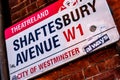 Shaftesbury Avenue Road Sign No People Royalty Free Stock Photo