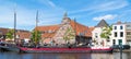 City wharf and Galgewater canal in Leiden, Netherlands Royalty Free Stock Photo