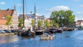 City wharf and Galgewater canal in Leiden, Netherlands Royalty Free Stock Photo