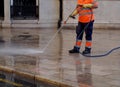 City workers - cleaning and washing of city streets