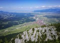 Zarnesti City from Piatra Craiului Mountains , Romania Royalty Free Stock Photo