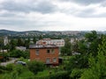 City of Zlin in cloudy and rainy day, viewed from south side
