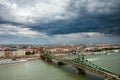 Citycape with bridge over Danube Royalty Free Stock Photo