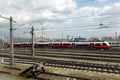 Cityjet train of Austrian Federal Railways on the rail tracks