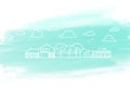 Citylandscape illustration thin line element on Blue Background