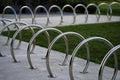 Citylife, modern park in Milan, Italy. Bicycle rack Royalty Free Stock Photo