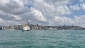 .citylines ferry and istanbul view from the Eminonu pier of Istanbul Royalty Free Stock Photo