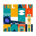 Typography word Tel Aviv branding technology concept vector illustration