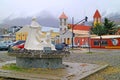 Citysape of Ushuaia in the Rain, the Southernmost City of the World, Province of Tierra del Fuego, Argentina Royalty Free Stock Photo