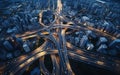 Cityscape From Above Aerial Perspective of Bound Roads. Generative AI