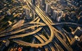 Cityscape From Above Aerial Perspective of Bound Roads. Generative AI