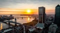 Cityscape with the Acosta Bridge spanning the Saint Johns River during a sunset in Jacksonville