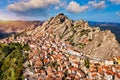 Cityscape aerial view of medieval city of Pietrapertosa, Italy. View of Pietrapertosa town in the Lucanian Dolomites in Italy.