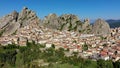 Cityscape aerial view of medieval city of Pietrapertosa, Italy. View of Pietrapertosa town in the Lucanian Dolomites in Italy.