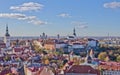 Scenic summer view of Tallinn Old Town, colorful Estonia in clear weather. colorful roofs of Tallinn. Aerial view of the city in Royalty Free Stock Photo