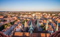 Cityscape aerial view on the old town on the sunset in Gdansk Royalty Free Stock Photo