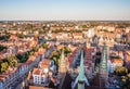 Cityscape aerial view on the old town on the sunset in Gdansk Royalty Free Stock Photo