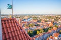 Cityscape aerial view on the old town on the sunset in Gdansk Royalty Free Stock Photo