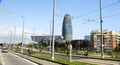 Cityscape with Agbar Tower and Disseny Museum in Barcelona