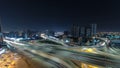 Cityscape of Ajman from rooftop at night timelapse. Ajman is the capital of the emirate of Ajman in the United Arab