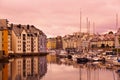 Cityscape of Alesund Norway at sunset Royalty Free Stock Photo