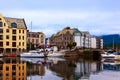 Cityscape of Alesund Norway at sunset