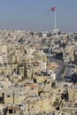 Cityscape of Amman with flagstaff downtown from the Citadel Royalty Free Stock Photo