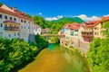 Cityscape of the ancient Slovenian town of ÃÂ kofja Loka