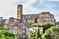 Cityscape of the ancient village of Sutri and the bell tower of Royalty Free Stock Photo